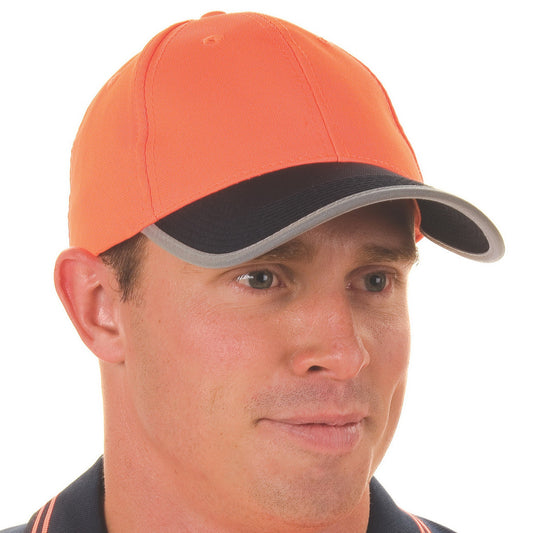 DNC HiVis 2 tone cap with reflective trim & velcro strap H022