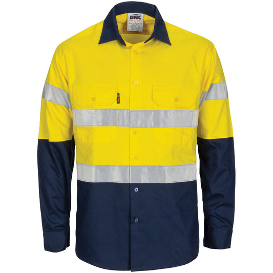 DNC HiVis R/W Cool-Breeze T2 Vertical Vented Cotton Shirt with Gusset Sleeves, Generic R/Tape - Long Sle 3782