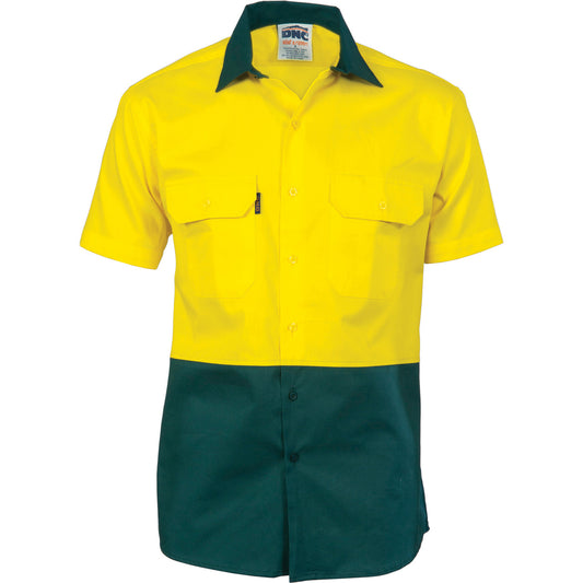 DNC HiVis Two Tone Cotton Drill Shirt - Short Sleeve 3831