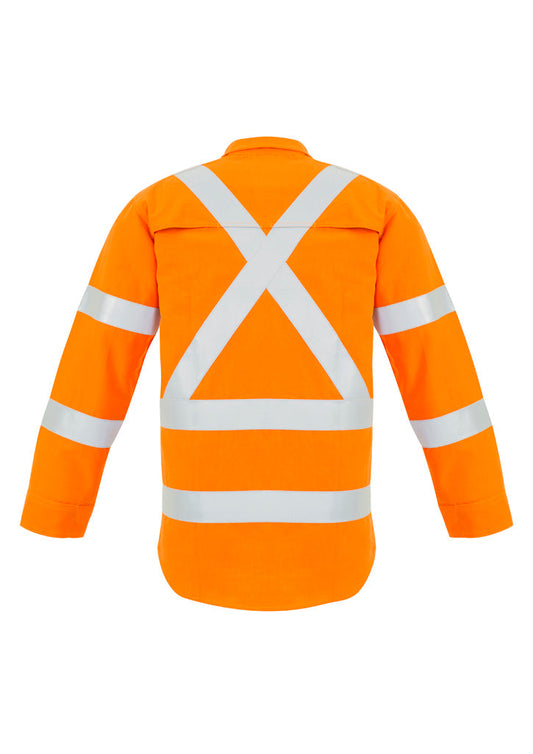 SYZMIK Mens Red Flame Hi Vis X Back Shirt ZW137