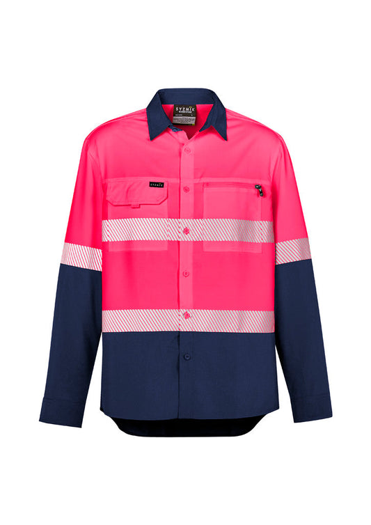 SYZMIK Mens Hi Vis Outdoor Segmented Tape Long Sleeve Shirt ZW470