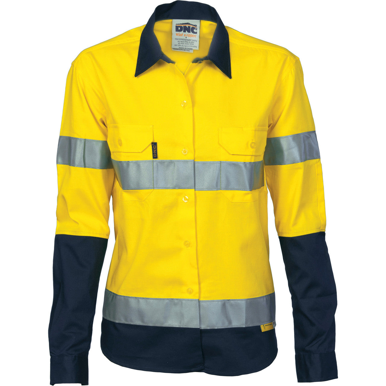DNC Ladies HiVis Two Tone Drill Sh irt with 3M R/Tape - Long sleeve 3936