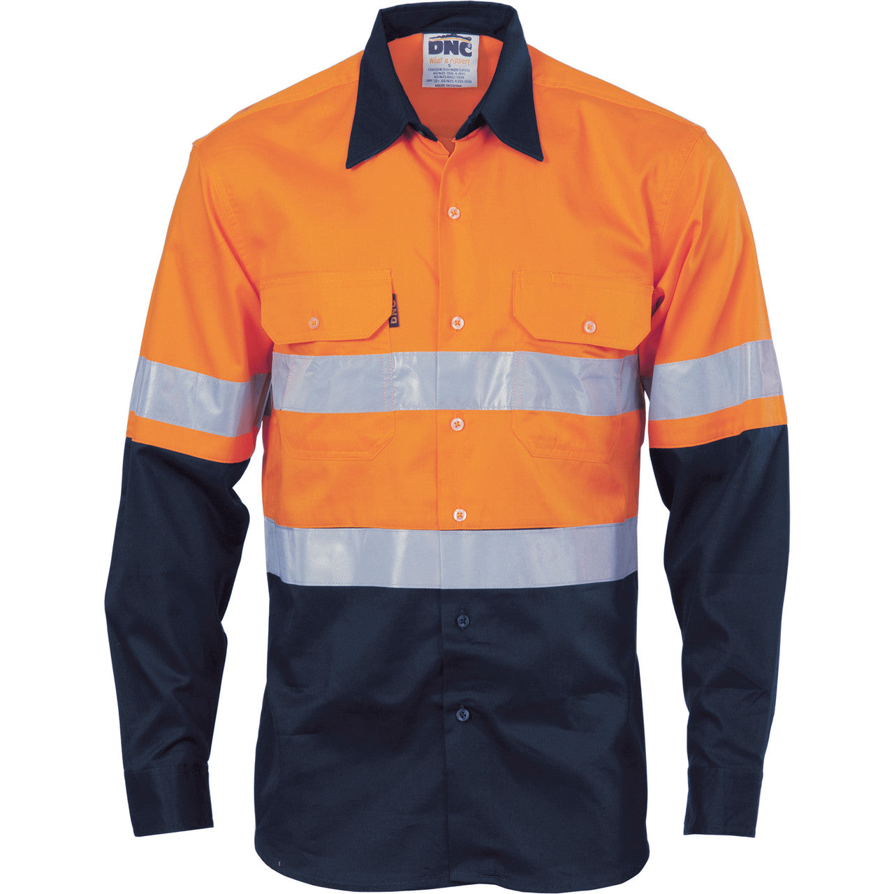 DNC HiVis Cool-Breeze Vertical Vented Cotton Shirt with Generic R/Tape - Long sleeve 3984