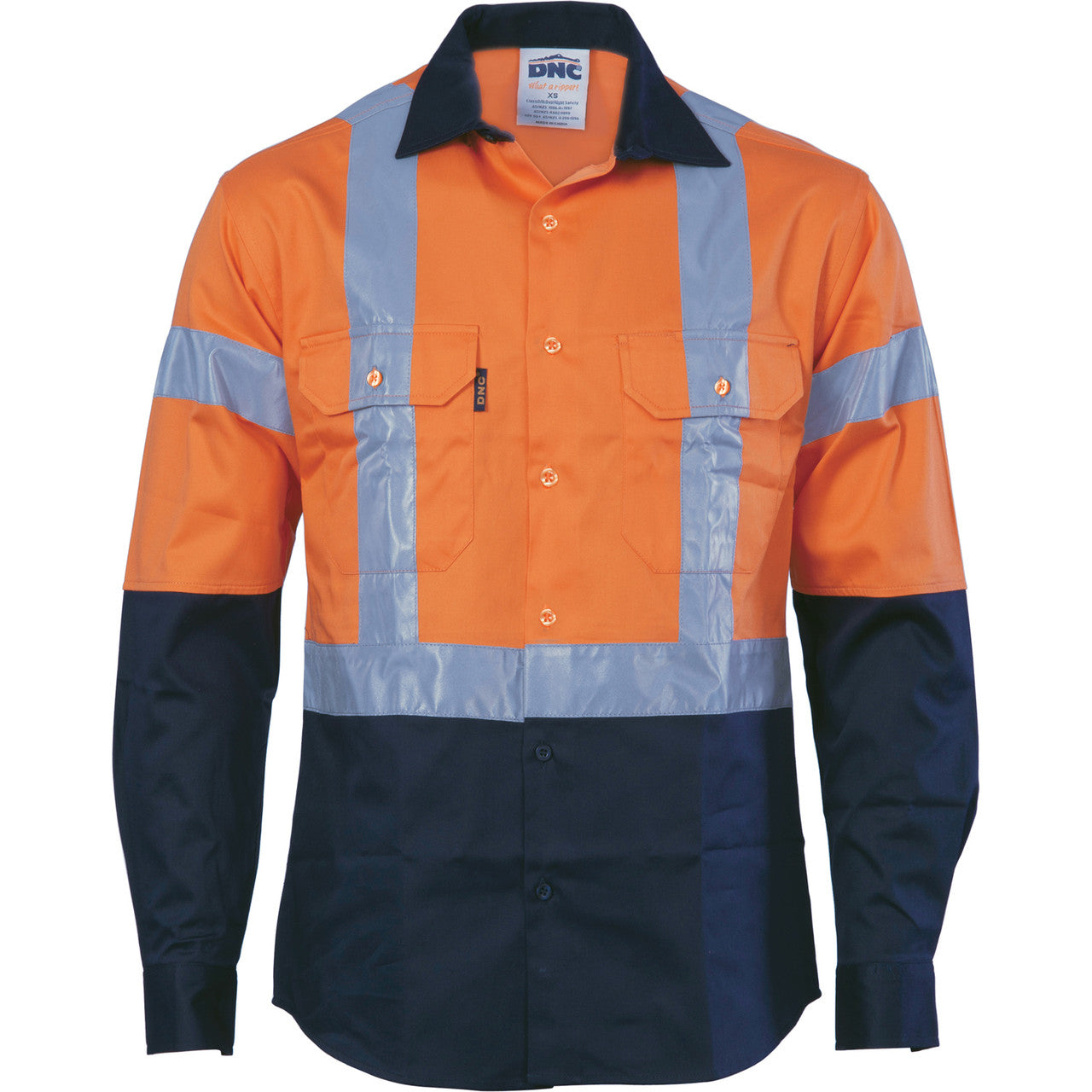 DNC HiVis D/N 2 Tone Drill Shirt with H Pattern Generic R/ Tape - Long sleeve 3983