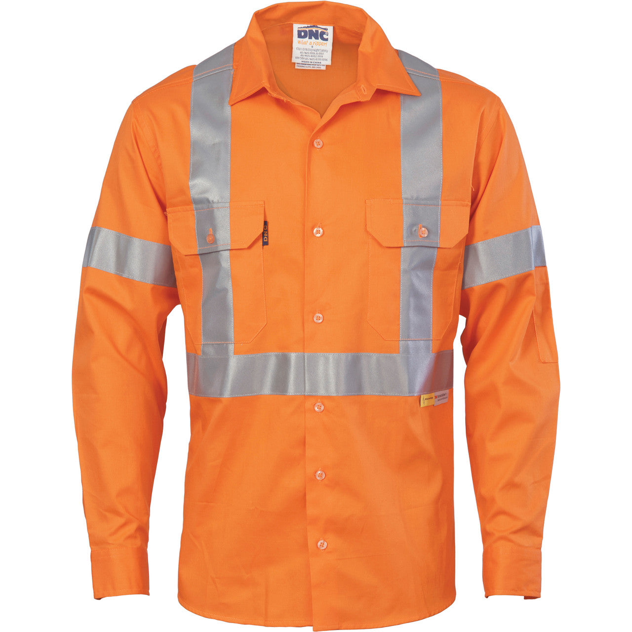 DNC HiVis Cool-Breeze Cross Back Cotton Shirt with 3M R/Tape - long sleeve 3946