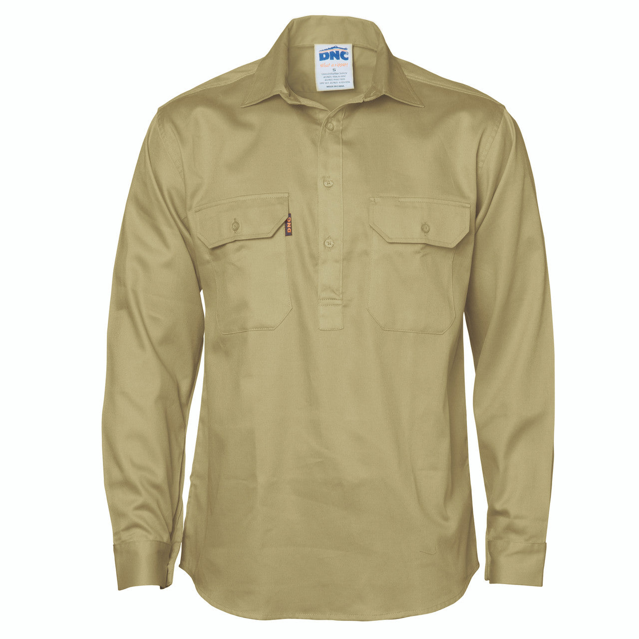 DNC Close Front Cotton Drill Shirt - Long Sleeve 3204