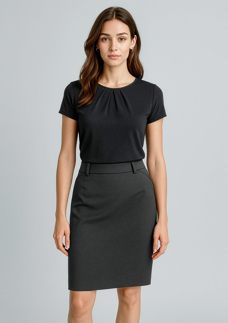 BIZ CORPORATES Womens Cool Stretch Multi-Pleat Skirt 20115