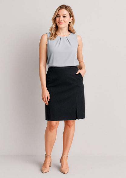 BIZ CORPORATES Womens Siena Front Pleat Detail Straight Skirt 20720