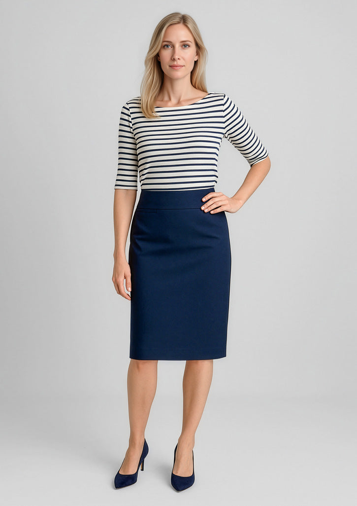 BIZ CORPORATES Womens Comfort Wool Stretch Relaxed Fit Lined Skirt 24011