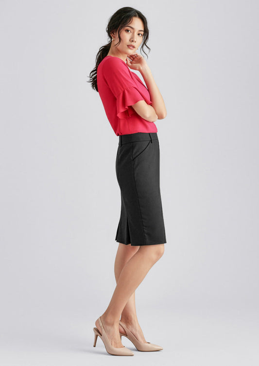 BIZ CORPORATES Womens Comfort Wool Stretch Multi-Pleat Skirt 24015