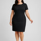 BIZ CORPORATES Womens Comfort Wool Stretch Short Sleeve Shift Dress 34012