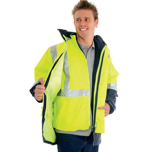 DNC 4 in 1 HiVis Two Tone Breathable Jacket with Vest and 3M R/Tape 3864