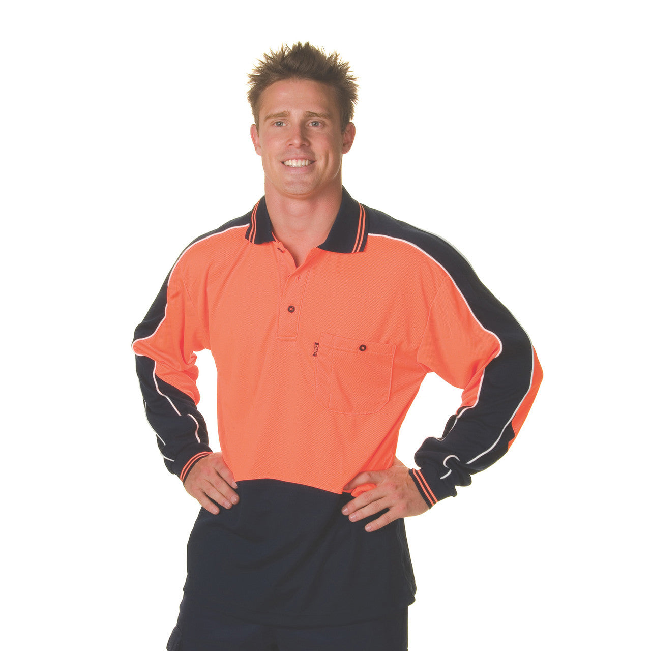 DNC HiVis Cool Breathe Panel Polo Shirt - Long Sleeve 3892