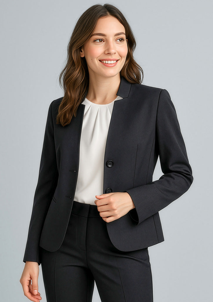 BIZ CORPORATES Womens Cool Stretch Short Jacket with Reverse Lapel 60113