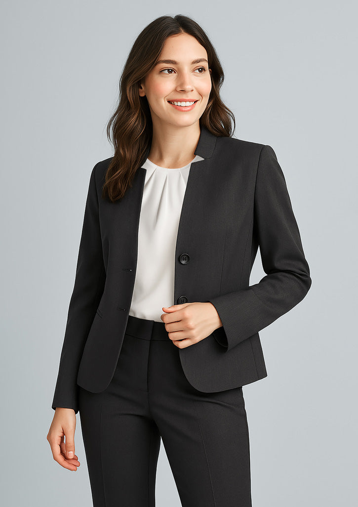 BIZ CORPORATES Womens Cool Stretch Short Jacket with Reverse Lapel 60113