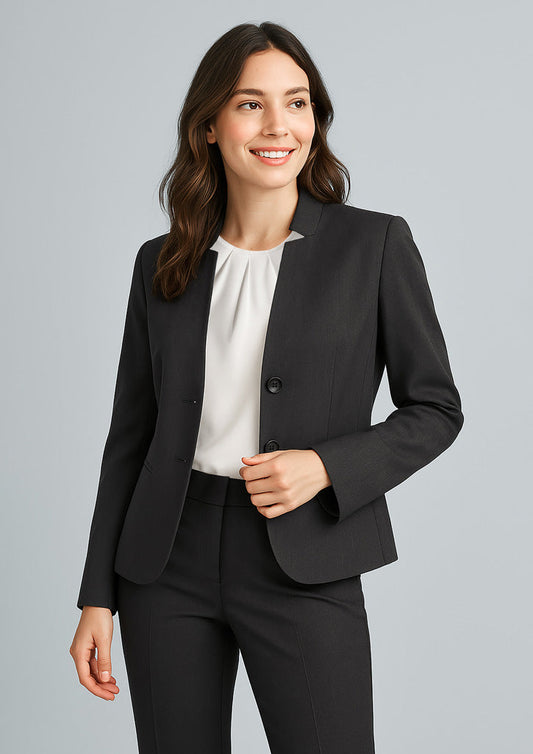 BIZ CORPORATES Womens Cool Stretch Short Jacket with Reverse Lapel 60113