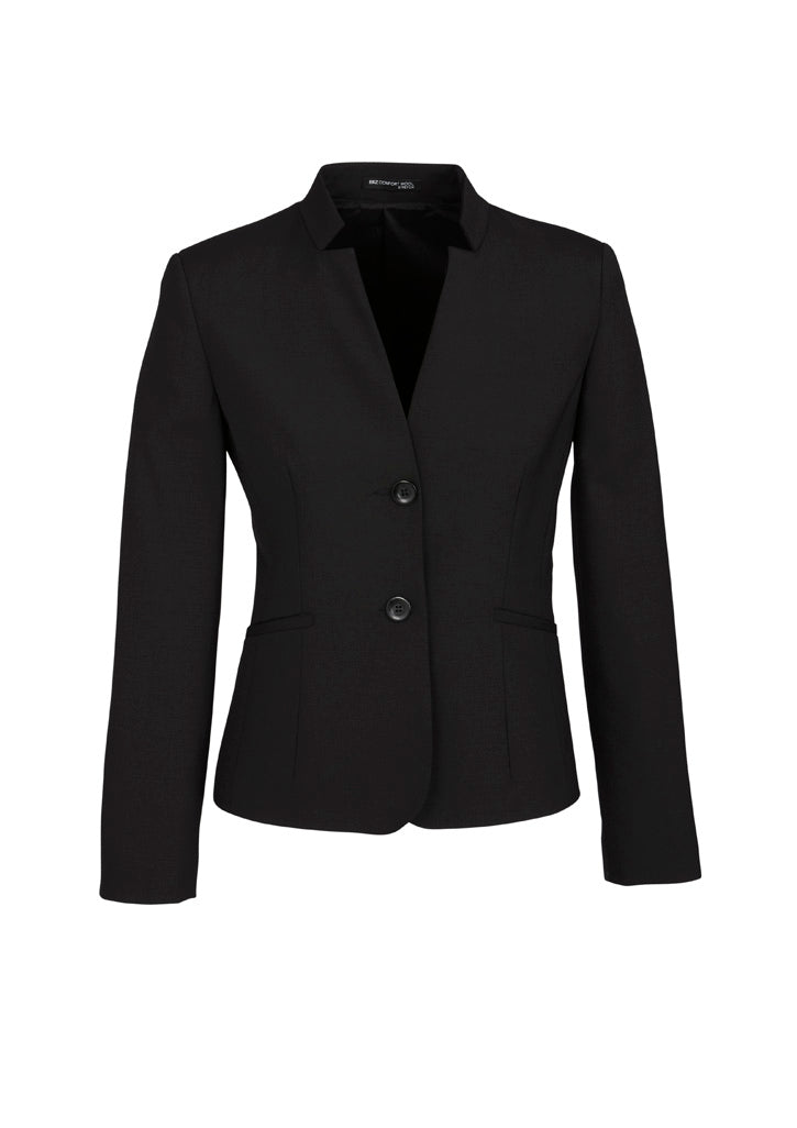 BIZ CORPORATES Womens Comfort Wool Stretch Short Jacket with Reverse Lapel 64013