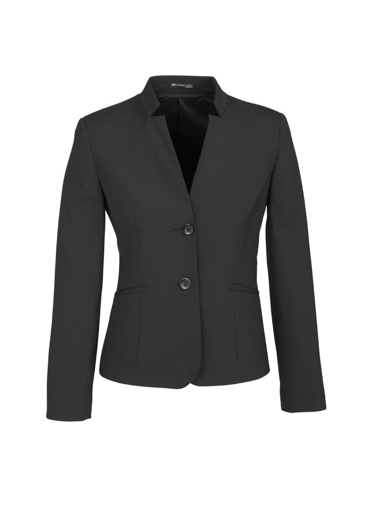 BIZ CORPORATES Womens Comfort Wool Stretch Short Jacket with Reverse Lapel 64013