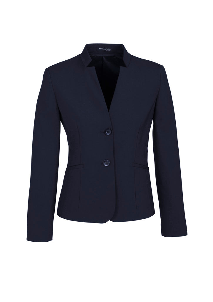 BIZ CORPORATES Womens Comfort Wool Stretch Short Jacket with Reverse Lapel 64013