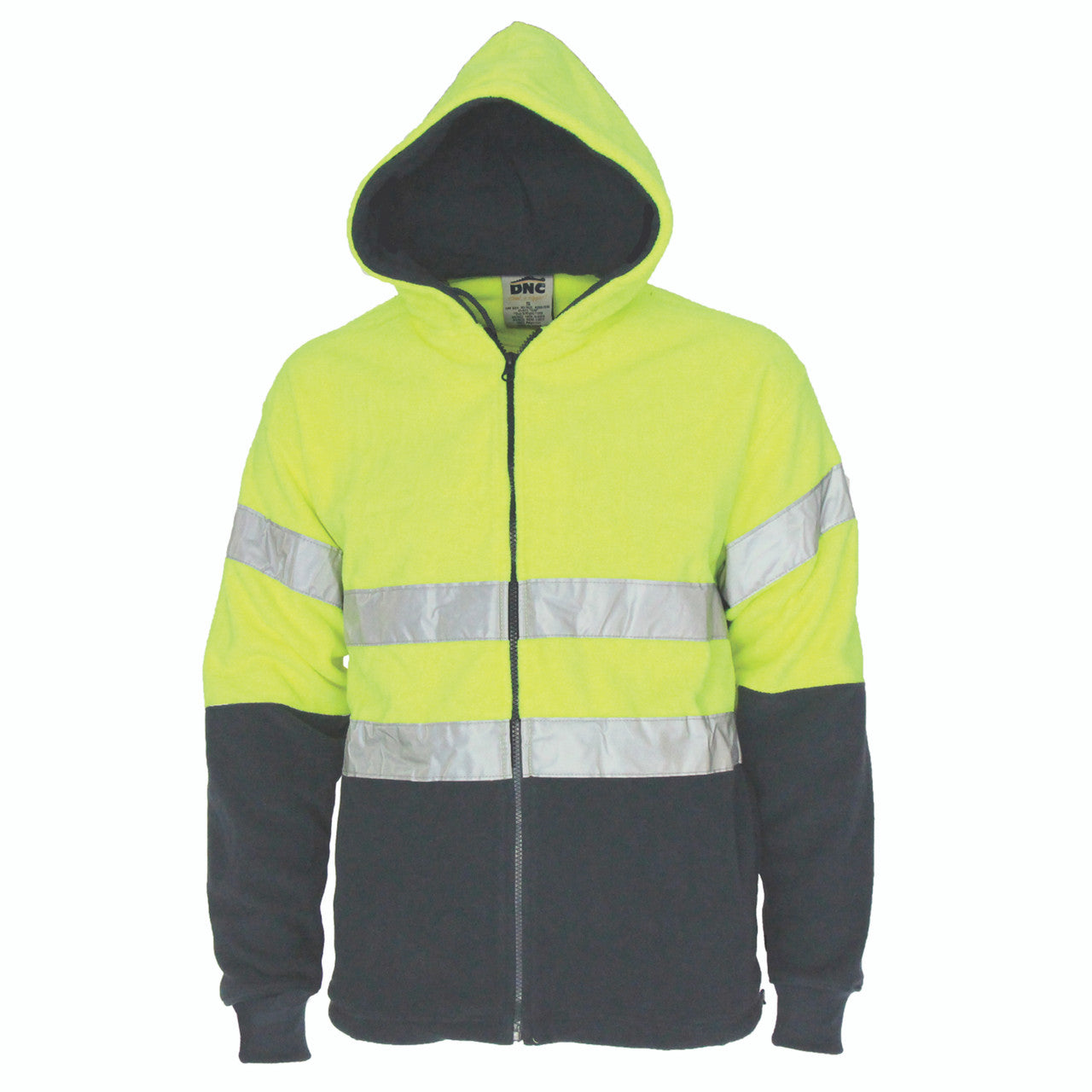 DNC Hivis full zip polar fleece hoodie with CSR R/tape 3926