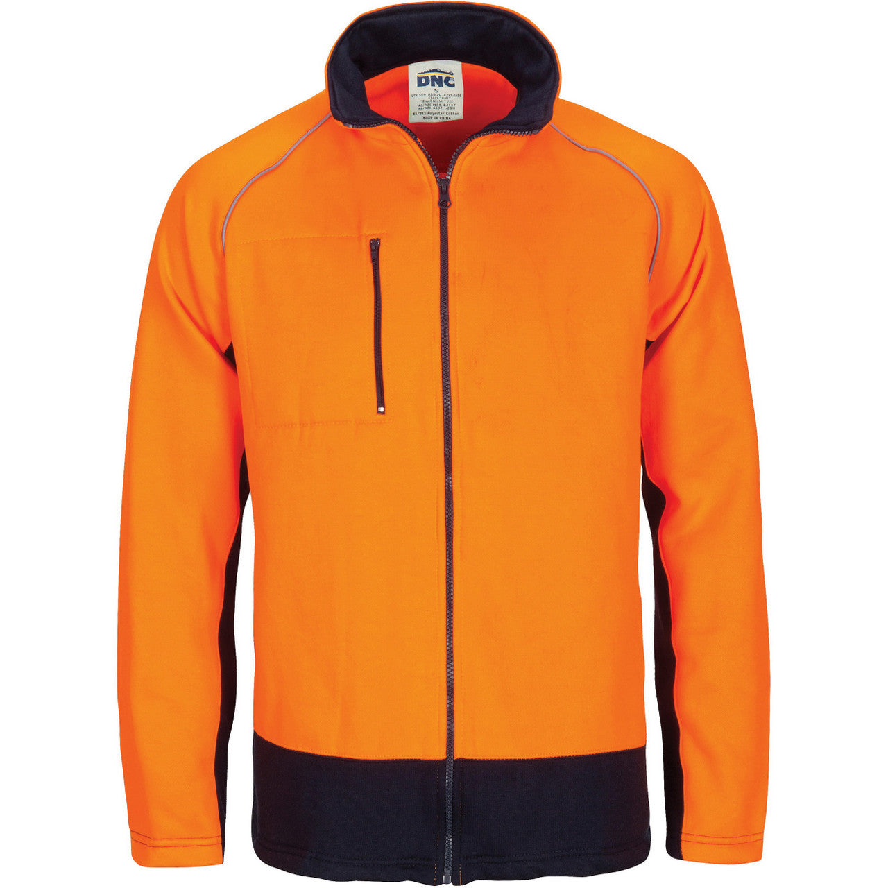 DNC HIVIS 2 TONE FULL ZIP FLEECY SWEAT SHIRT WITH TWO SIDE ZIPPED POCKETS 3725