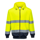 B317 - Hi-Vis Two-Tone Zipped Hoody