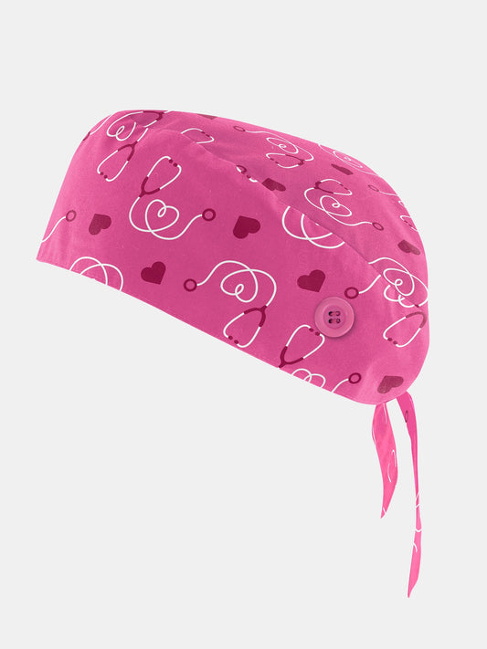 INAURA Pink Unisex Printed Scrub Cap CSC246U