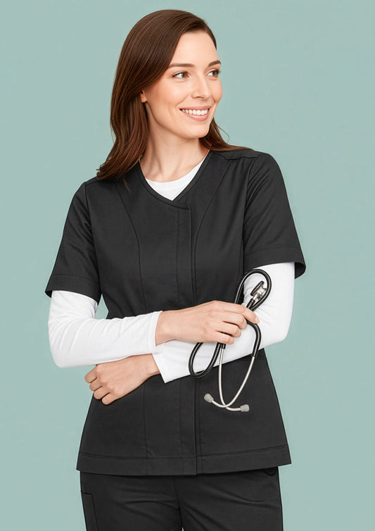 INAURA Parks Womens Zip Front Scrub Top CST240LS