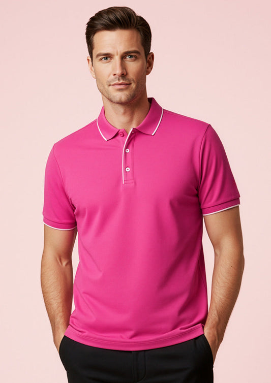 INAURA Mens Pink Short Sleeve Polo CST313MS