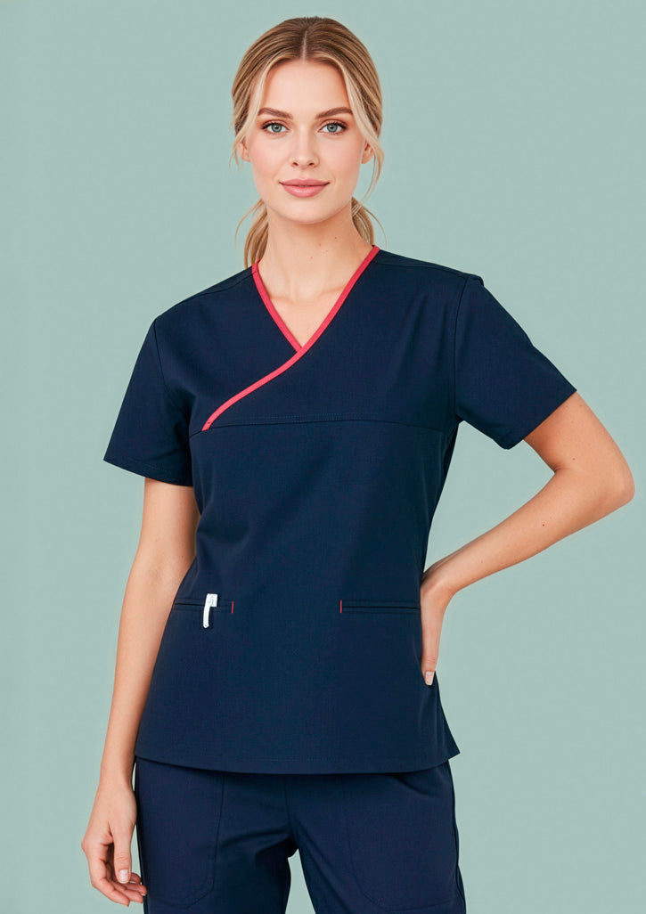 BIZ COLLECTION Womens Contrast Scrub Top H10722