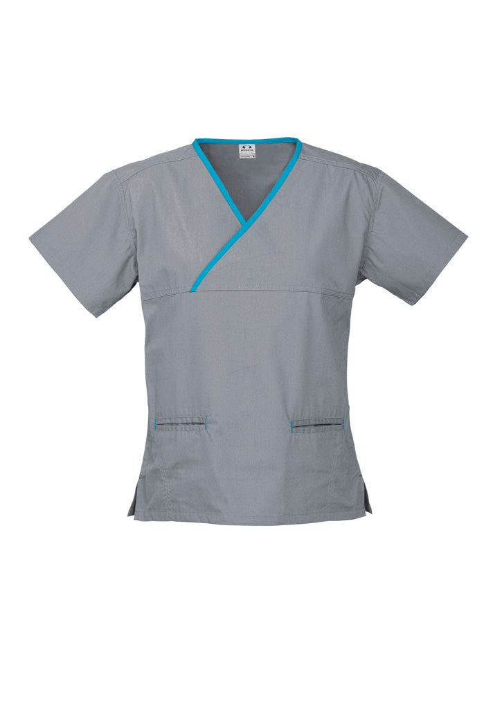 BIZ COLLECTION Womens Contrast Scrub Top H10722