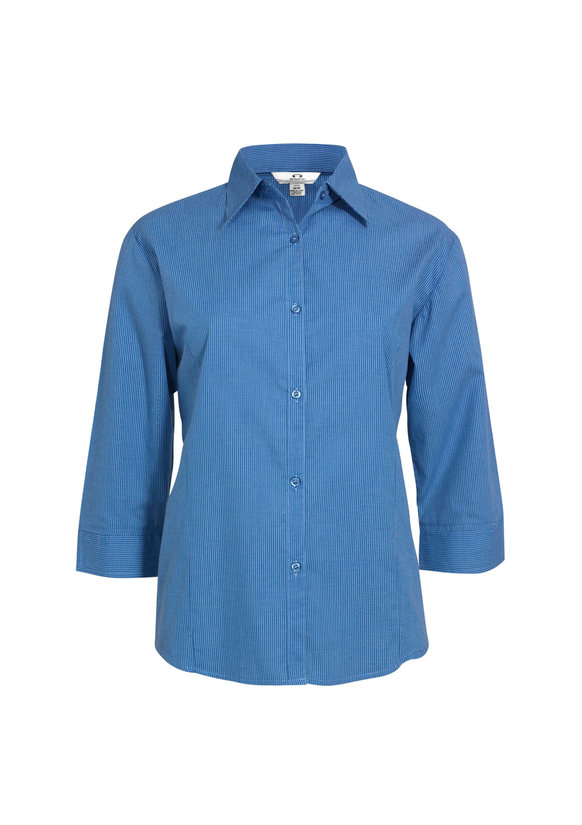 BIZ COLLECTION Womens Micro Check 3/4 Sleeve Shirt LB8200