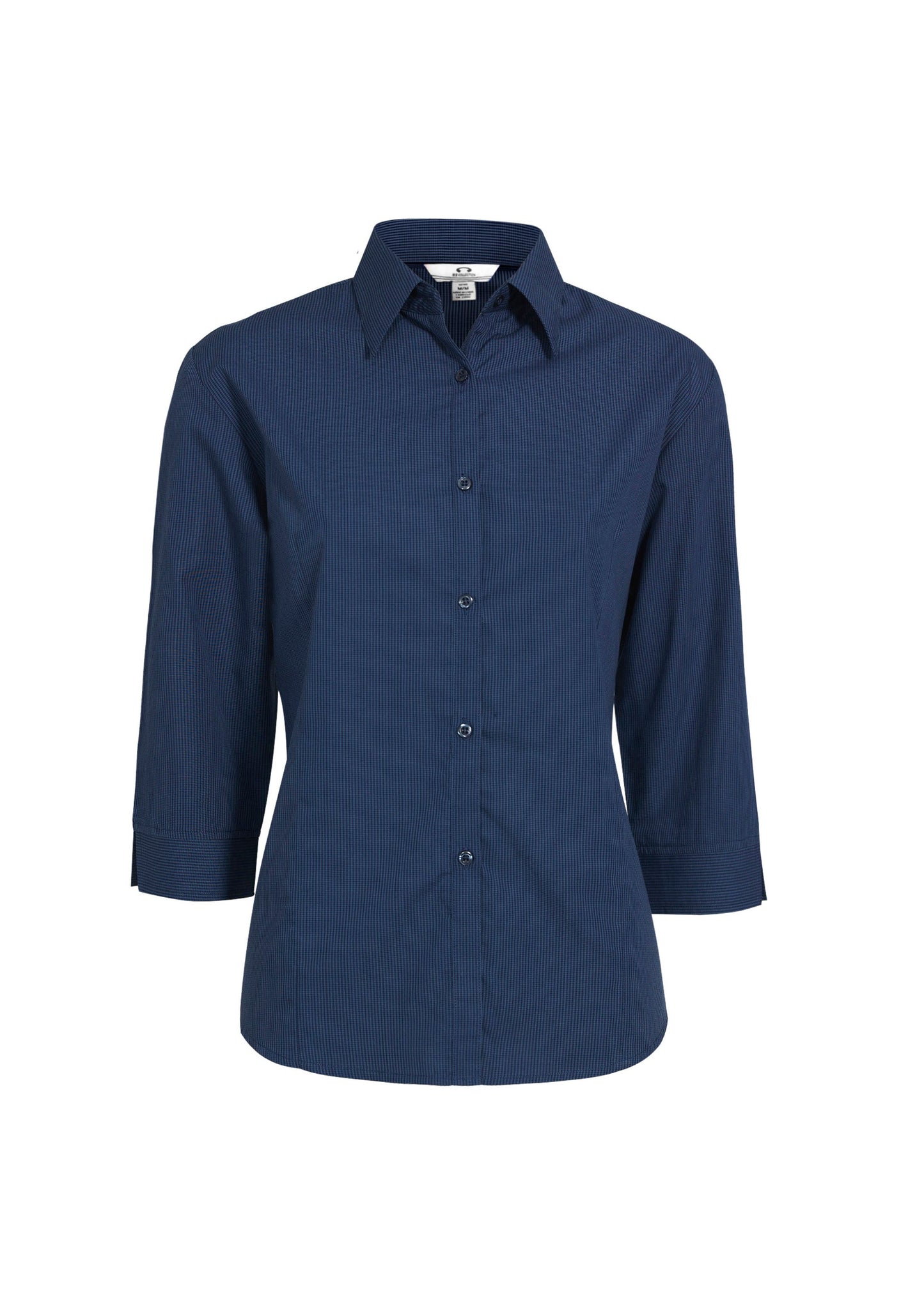 BIZ COLLECTION Womens Micro Check 3/4 Sleeve Shirt LB8200