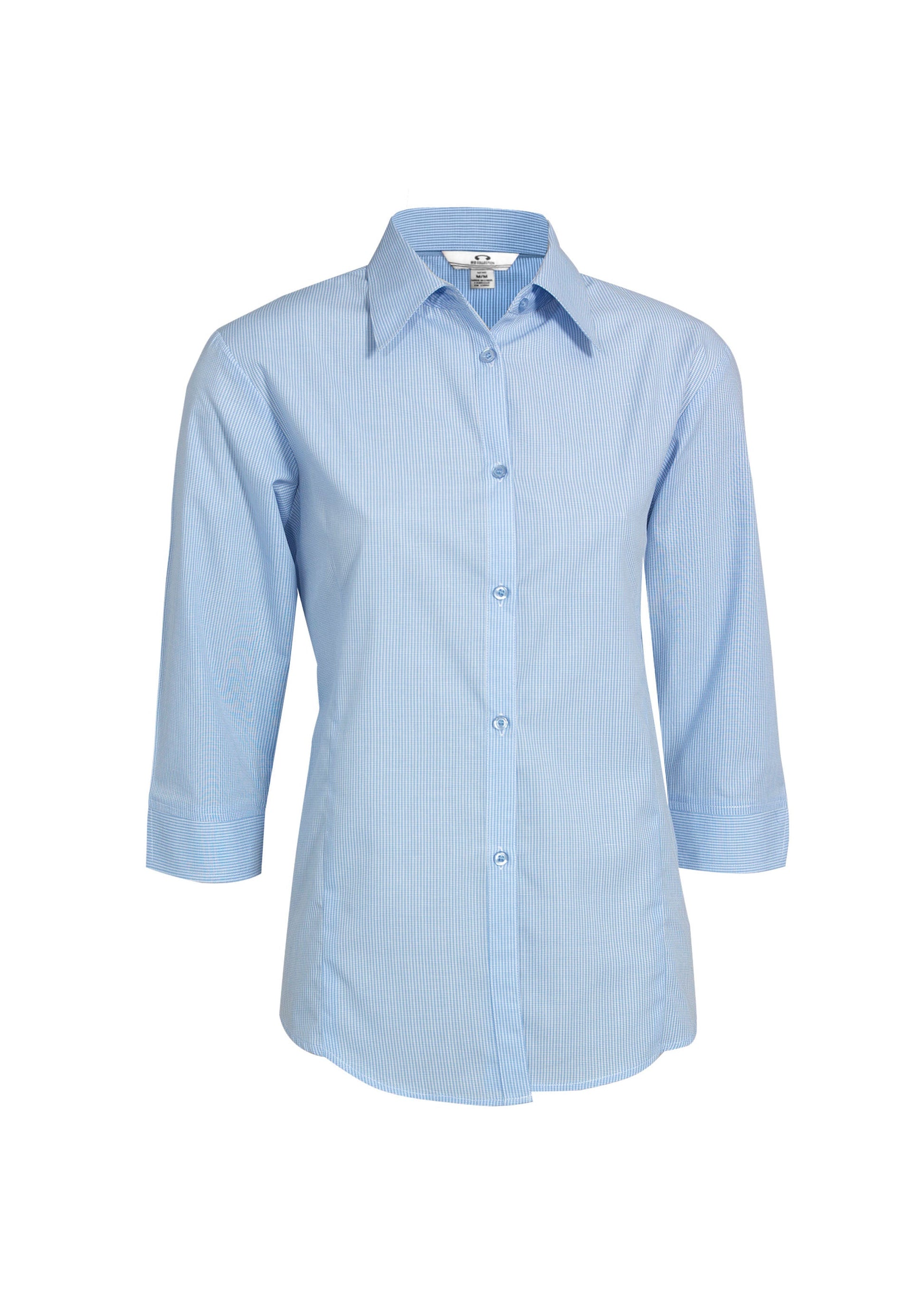 BIZ COLLECTION Womens Micro Check 3/4 Sleeve Shirt LB8200