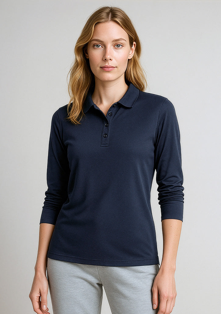 BIZ COLLECTION Womens Action Long Sleeve Polo P206LL