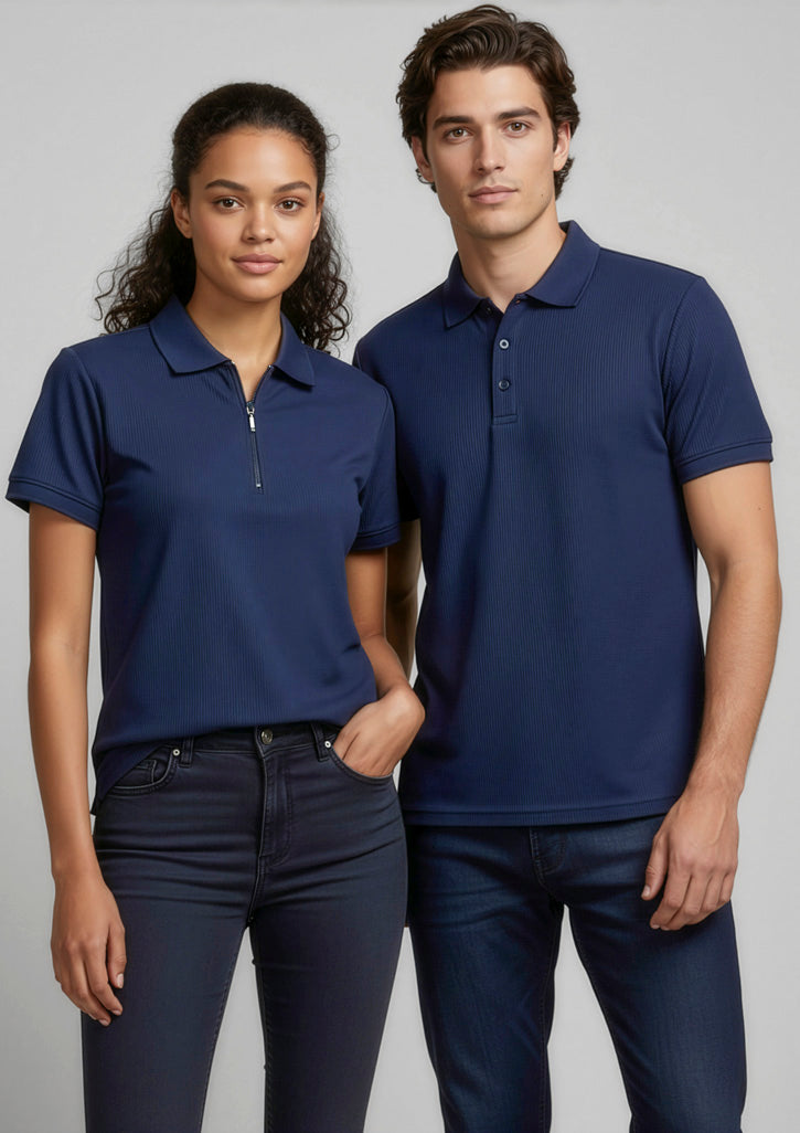 BIZ COLLECTION Mens Micro Waffle Short Sleeve Polo P3300