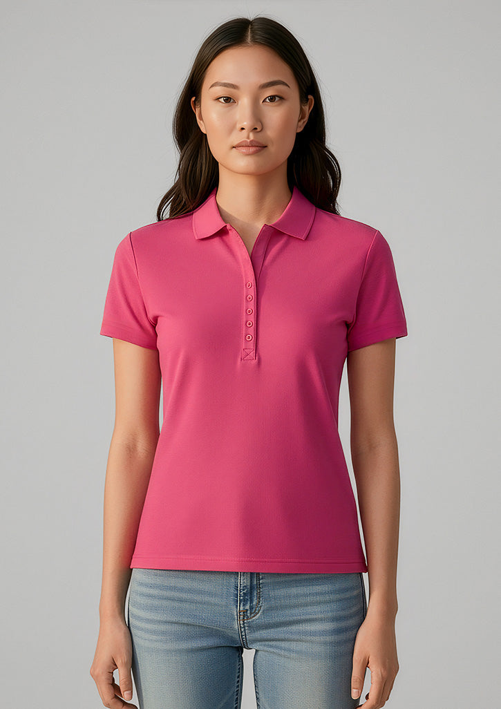 BIZ COLLECTION Womens Crew Short Sleeve Polo P400LS