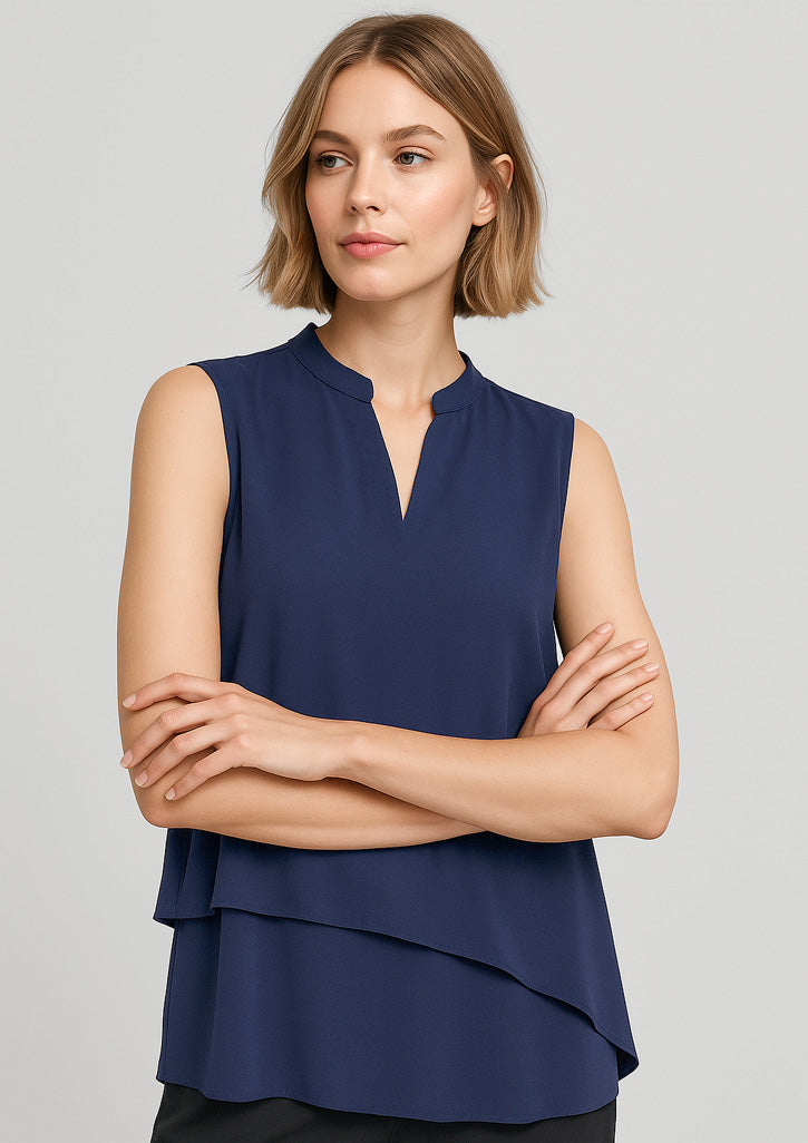 BIZ CORPORATES Womens Seville Sleeveless Layered Blouse RB260LN