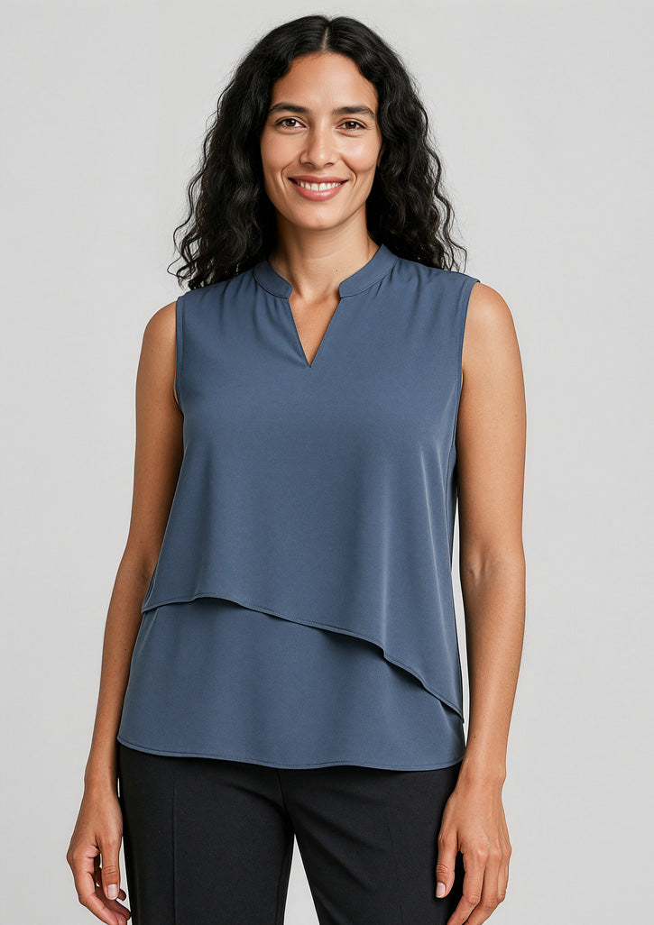 BIZ CORPORATES Womens Seville Sleeveless Layered Blouse RB260LN