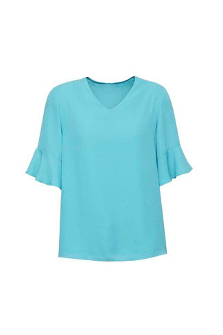 BIZ CORPORATES Womens Aria Fluted Sleeve Blouse RB966LS Clearance