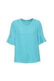 BIZ CORPORATES Womens Aria Fluted Sleeve Blouse RB966LS Clearance