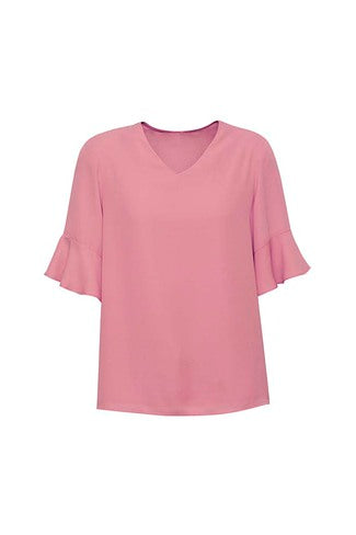 BIZ CORPORATES Womens Aria Fluted Sleeve Blouse RB966LS Clearance