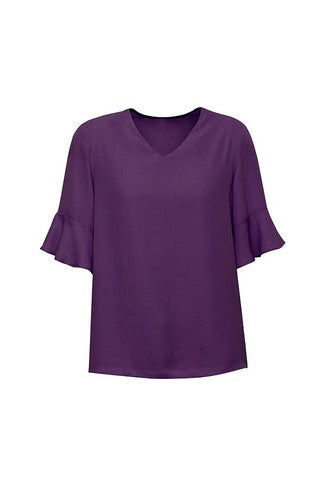 BIZ CORPORATES Womens Aria Fluted Sleeve Blouse RB966LS Clearance