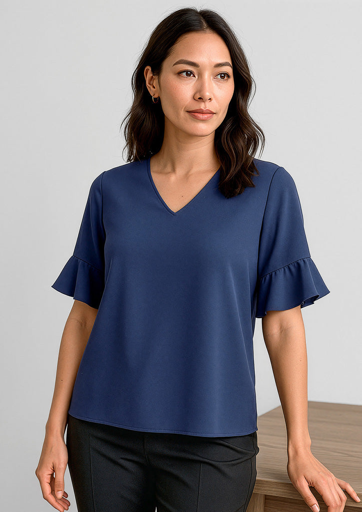 BIZ CORPORATES Womens Aria Fluted Sleeve Blouse RB966LS
