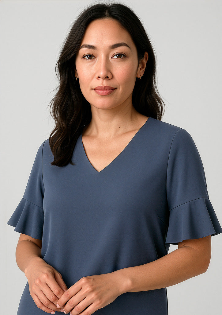 BIZ CORPORATES Womens Aria Fluted Sleeve Blouse RB966LS
