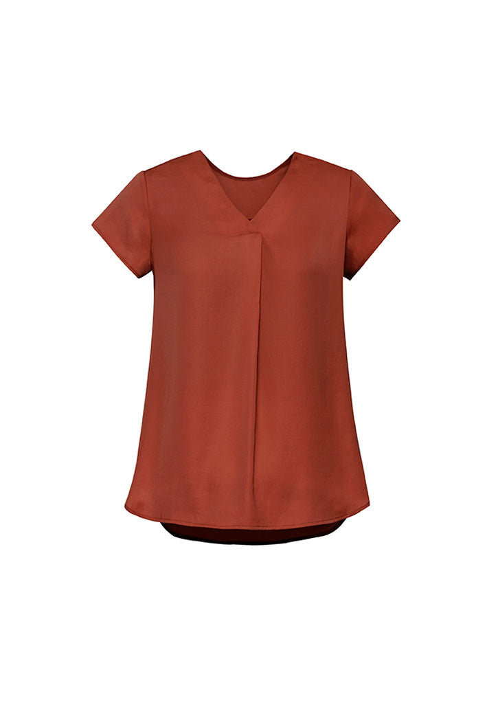 BIZ CORPORATES Womens Kayla V-Neck Pleat Blouse RB967LS Clearance