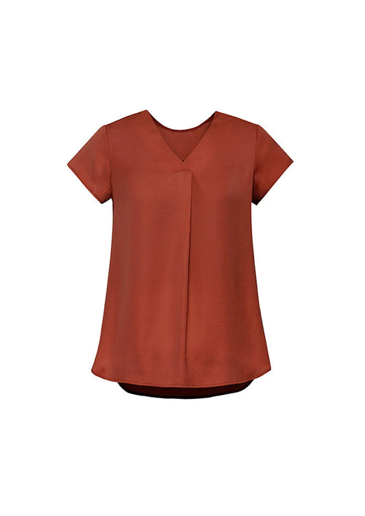 BIZ CORPORATES Womens Kayla V-Neck Pleat Blouse RB967LS Clearance