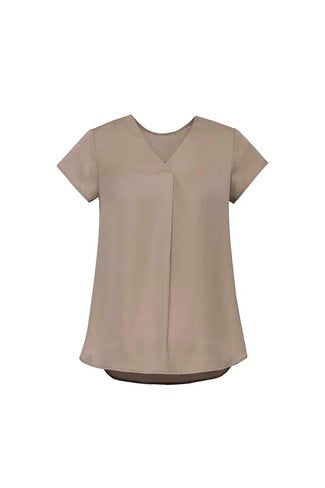 BIZ CORPORATES Womens Kayla V-Neck Pleat Blouse RB967LS Clearance