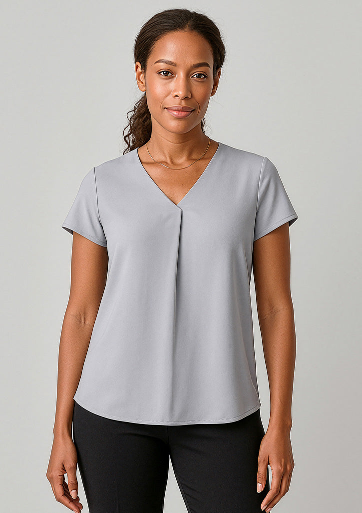 BIZ CORPORATES Womens Kayla V-Neck Pleat Blouse RB967LS