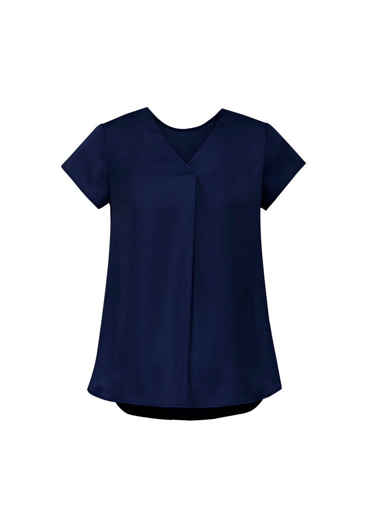 BIZ CORPORATES Womens Kayla V-Neck Pleat Blouse RB967LS